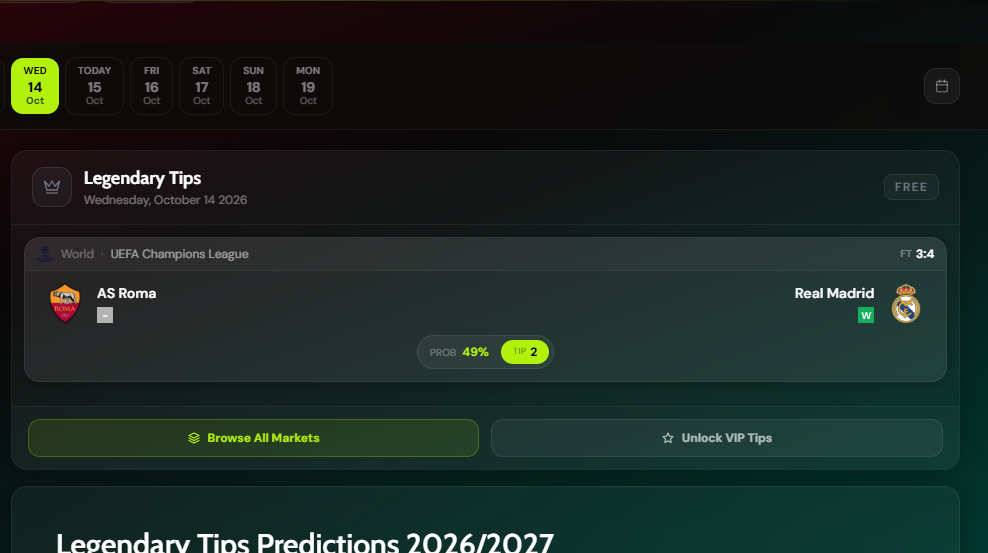 October 14 Legendary Soccer Tips